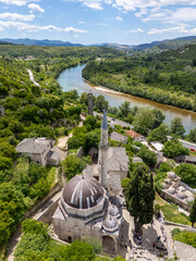 Pocitelj Medieval Town aerial view in Bosnia and Herzegovina