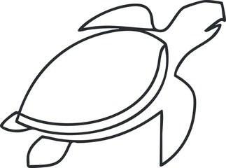 A simple line art illustration of a turtle swimming gracefully in the ocean.