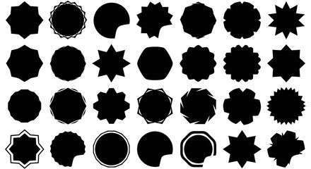 Collection of various black shape designs for graphic elements.