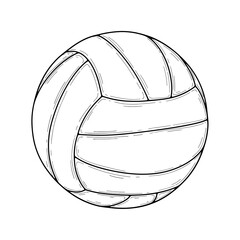 Black and white volleyball ball icon for outline sport design