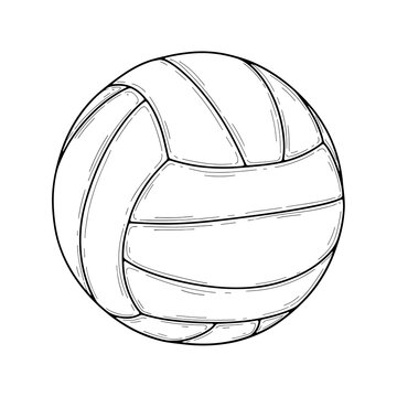 Black and white volleyball ball icon for outline sport design