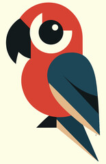 Abstract geometric parrot vector, colorful flat modern bird illustration