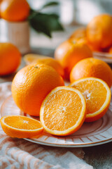 front view fresh sliced orange on dark background ripe mellow fruit juice color citrus tree citrus, Whole and sliced ripe oranges placed on marble background, half orange fruit.