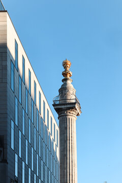London, United Kingdom - August 10, 2022: The Monument to the Great Fire of London commemorative column
