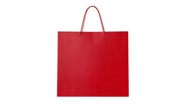 PNG of A vibrant red shopping bag with sleek handles, perfect for retail or gifting.