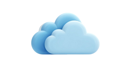 PNG of A stylized blue cloud graphic, symbolizing digital storage and connectivity.