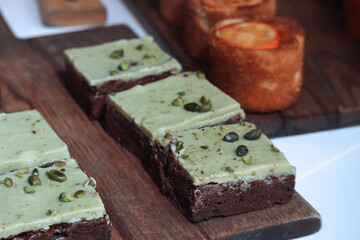 Local cakes and pastries in a central London bakery display