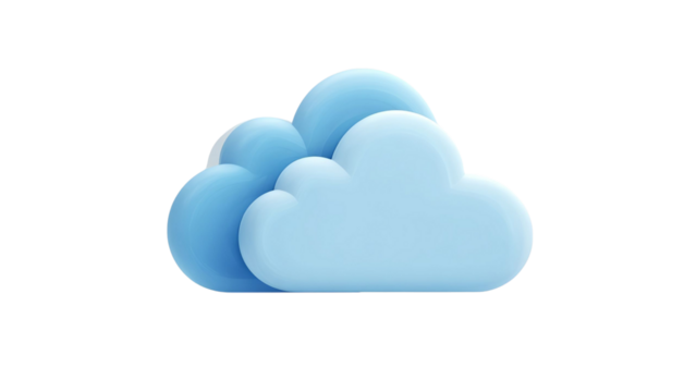 PNG of A stylized blue cloud graphic, symbolizing digital storage and connectivity. - Powered by Adobe