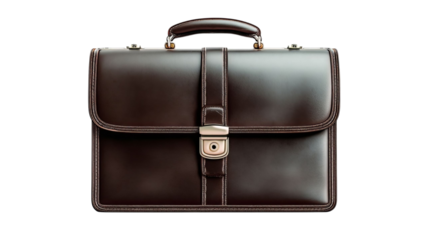 PNG of Elegant brown leather briefcase with a sleek design, perfect for the professional on the go.