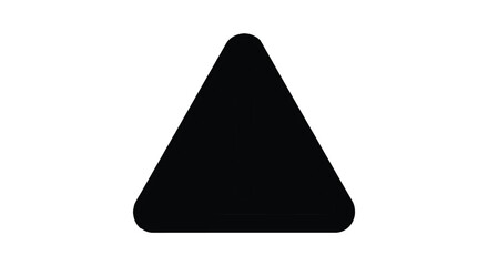 Simple black triangle shape with rounded corners on a white background