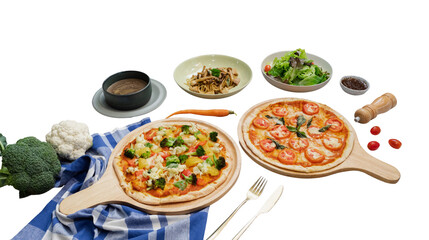 Delicious pizza served with a variety of healthy sides and ingredients