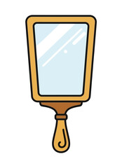 Classic Handheld Mirror with Golden Frame Illustration