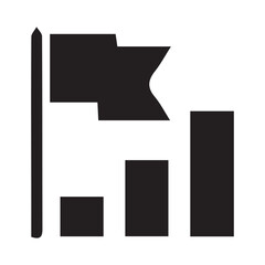 Vector Abstract Goal, Flag, and Bar Chart Icon. Milestone, Target Achievement, Progress, and Business Success Symbol for App Interface and Corporate Design.