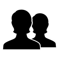 Black silhouette of two people, representing teamwork or user accounts for websites
