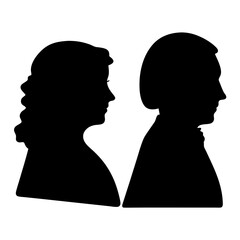 Historical Silhouette Duo of a Woman with Curls and a Man