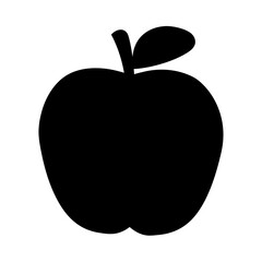 Minimalist Black Apple Silhouette Isolated on White Background Vector Illustration