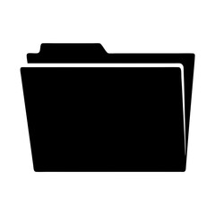 Black silhouette of file folder icon used for organizing digital documents