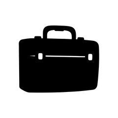 Stylized Black and White Briefcase Icon Depicting a Classic Office Bag