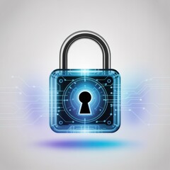 Futuristic Digital Padlock with Circuitry and Glowing Lights