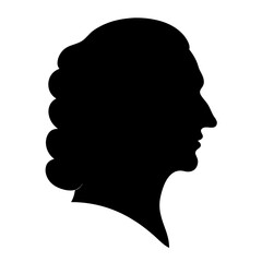 Black silhouette of a woman in profile with an elaborate hairstyle