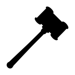 Silhouette of gavel representing law, justice, court, legal decision and auction.