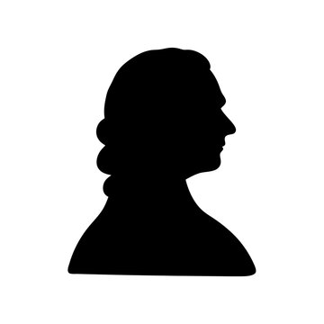 Silhouette of an individual in eighteenth century style, likely a statesman