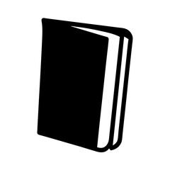 Open book silhouette in black and white with a slightly tilted angle