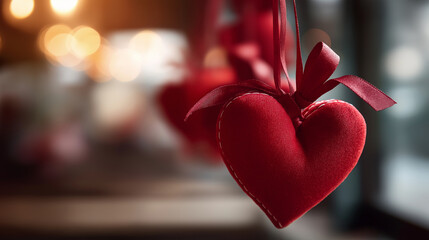 Close up of heart shaped ornament with ribbon no people visible love decoration valentine ornament romantic symbol heart decor affection token valentine's theme ornament