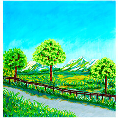 View landscape with trees and roads