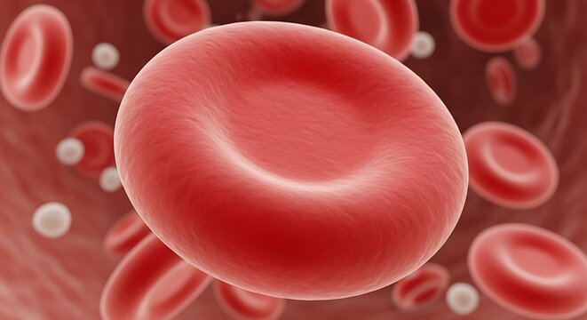 Title: Red Blood Cells in a Bloodstream - 3D Render
