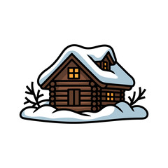 Snow-covered house Icon on White Background Vector Art Illustration on white background.
