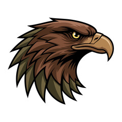 Fototapeta premium Fierce Brown Eagle Head with Sharp Beak and Intense Gaze, Vector Illustration.