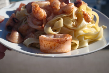 italian spaguetti pasta with nutritional carbohydrates