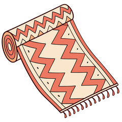 rug illustration vector, zigzag carpet vector, textile design vector, rolled rug,