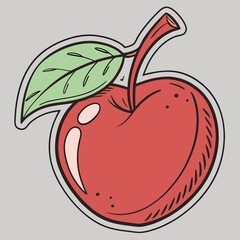 cherry illustration vector, cartoon fruit vector, red cherry vector, cherry with leaf, 