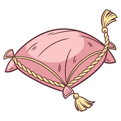 pink pillow illustration vector, decorative cushion vector, ornate pillow vector, 