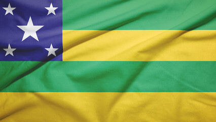 Sergipe state of Brazil flag full frame width on the fabric texture background