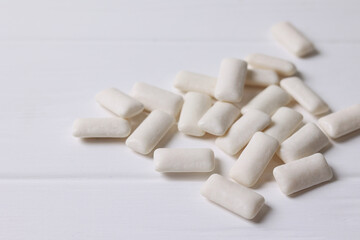 mint chewing gum and mint on the table. Fresh breath, oral care 