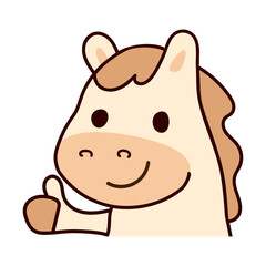 Happy cartoon horse giving a thumbs up cheer