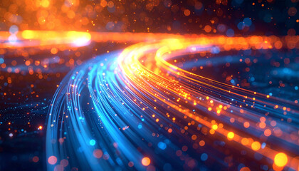 Digital Data Stream: A mesmerizing visual of glowing data streams, interwoven with threads of digital information, evoking a sense of technological advancement and connection.