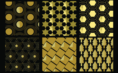 gold seamless pattern set