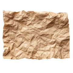 Obraz premium A single piece of old looking crumpled brown paper is shown isolated against a solid , isolated on transparent background, perfect cutout, PNG