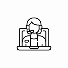 laptop inline support center icon sign vector