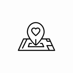 love heart location map icon sign vector