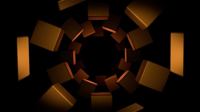 3d loop animation of cubes spiral warm orange h265 10 bit 4K bucle animation 29.97 fps motion graphic abstract geometric