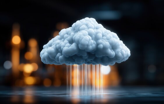 Edge computing IoT real time processing cloud concept visualizing data in a futuristic urban setting
