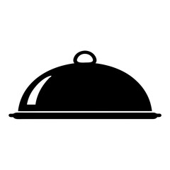 Obraz premium A sleek black and white illustration of a covered food server