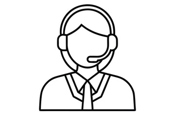 Icon of a customer service representative wearing a headset and tie