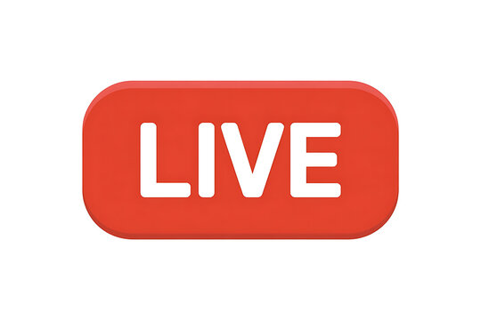 A vibrant red button displays the word "LIVE" in white, indicating a current broadcast or event.