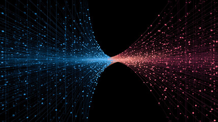 An abstract visualization representing quadratic voting, with converging lines of influence or preference.